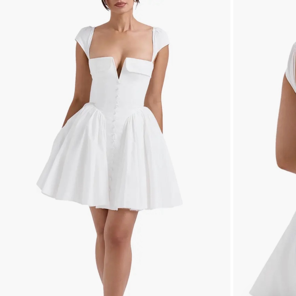 House Of Cb White Mini Dress With Structured Bodice